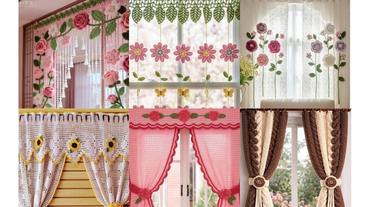 Crochet curtains for home decore #crochetdecoration #crochetideas #craft #crochet 