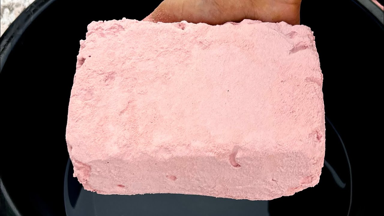 New || Pure Pink Marble Powder ASMR | Water & Crumbling and Dipping Sounds