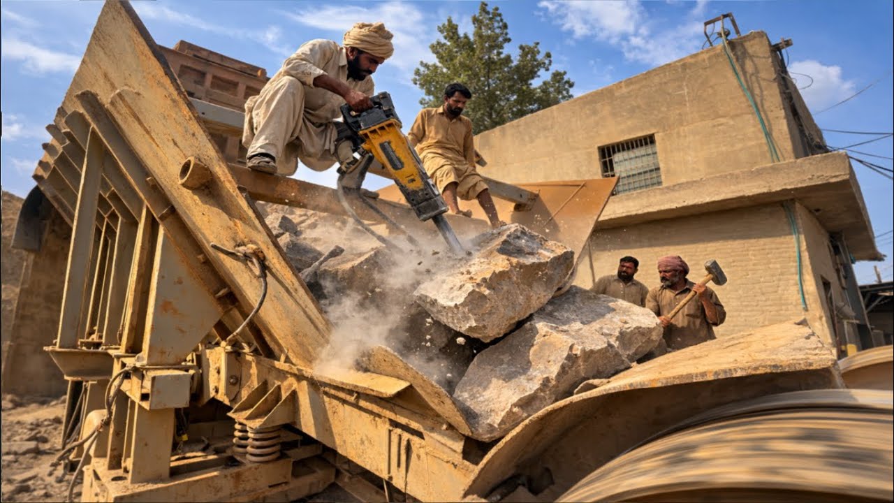 Extreme Hopper Jam Clearing | Massive Rocks Stuck in Stone Crusher Machine | Rock Crushing Action