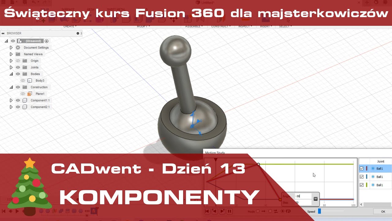 CADwent 🎄 - Dzień 13 - Komponenty - Świąteczny kurs CAD 3D we Fusion 360!