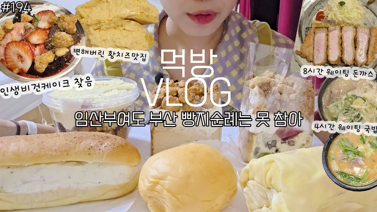 [먹방 브이로그] 부산 빵지순례부터 맛집까지💕  초량온당 아니버 크리미 콩지니빵 뭉구점 더베이베이커리 톤쇼우 수변최고돼지국밥 임산부 mukbang vlog
