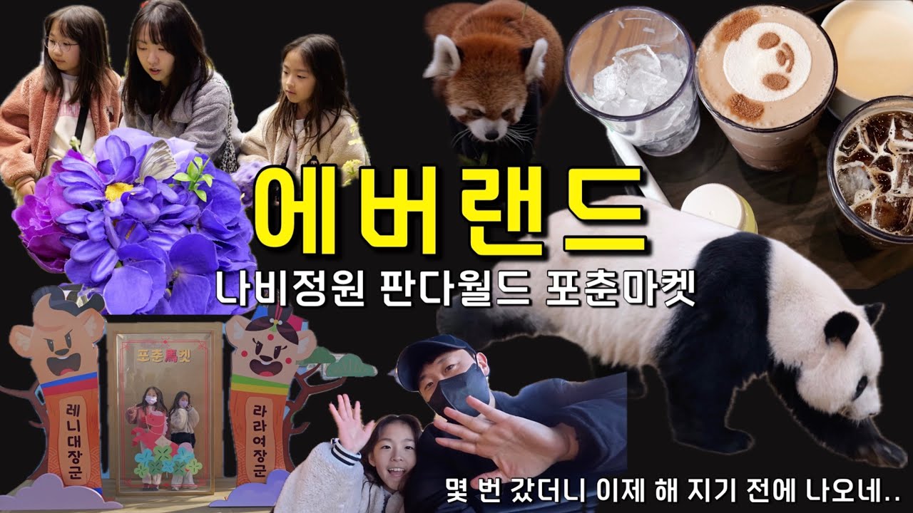 에버랜드 (연간회원권 마지막 ㅠㅠ) | 나비정원 판다월드 포춘마켓 범퍼카 피터팬