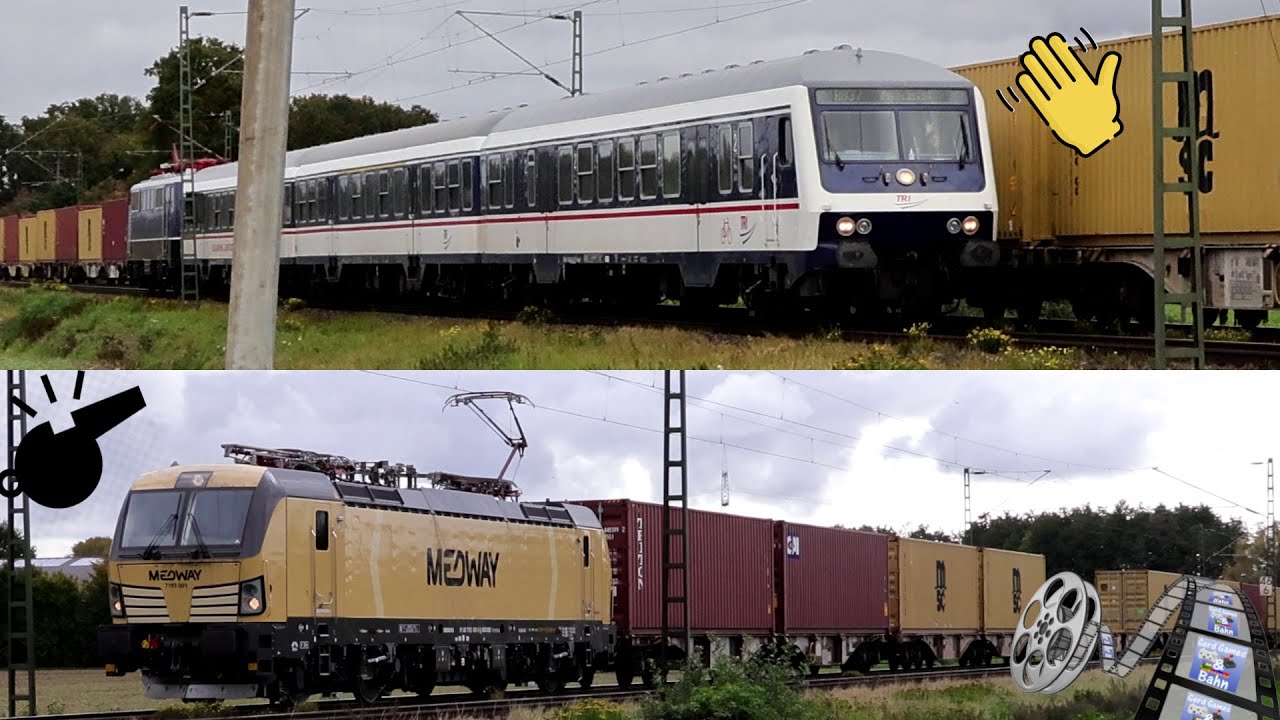 Trainspotting #976 - 4k60 - Gr&uuml;&szlig;e an zur&uuml;ck Zugbegegnung Medway 193 001 und RB37 mit TRI E11 112