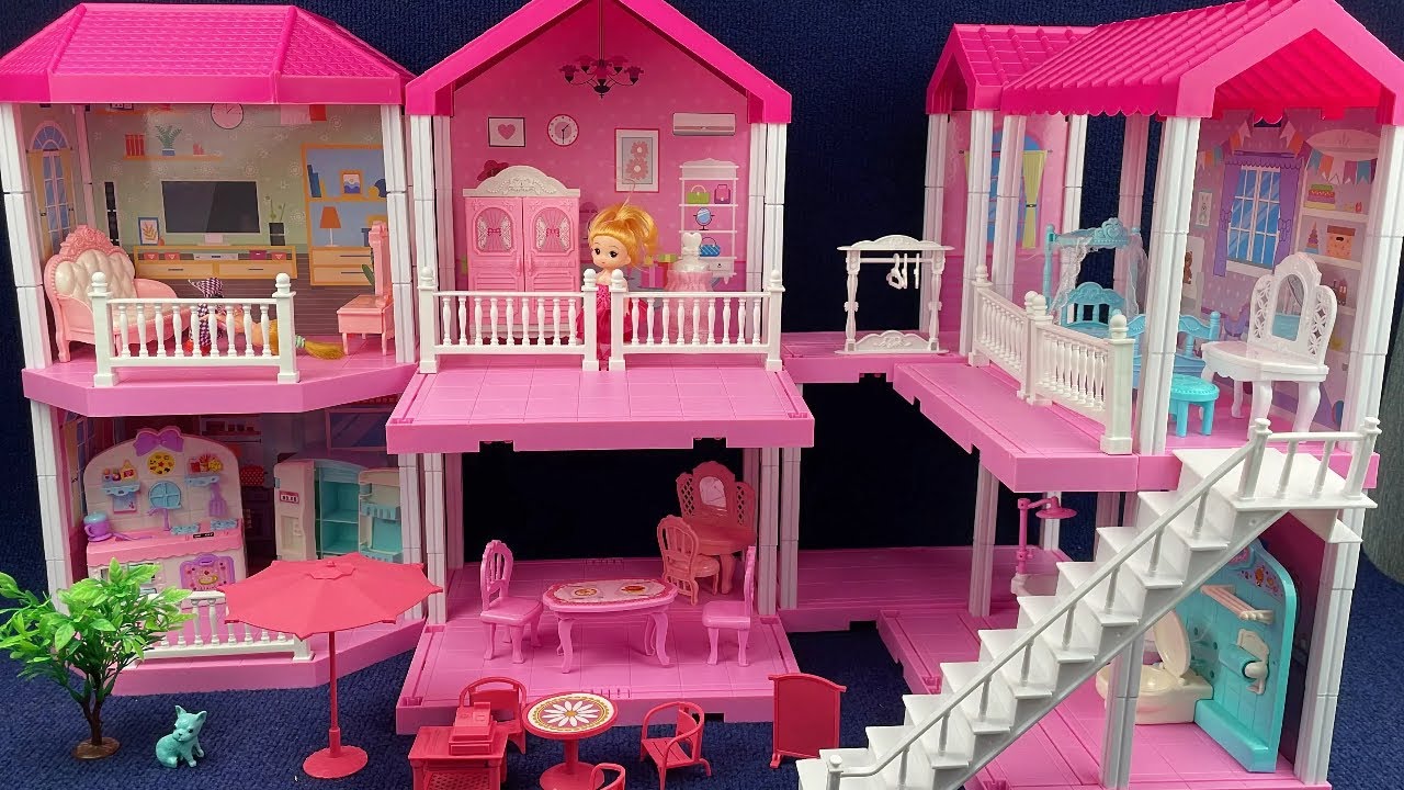 15 Minutes Satisfying with Unboxing Dream Princess Villa Playset,Pink Bed Toys Review Toys | ASMR