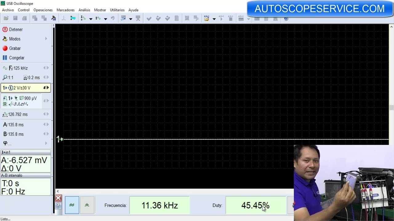 FRECUENCIA Y DUTY DE UNA SEÑAL PWM EN USB AUTOSCOPE