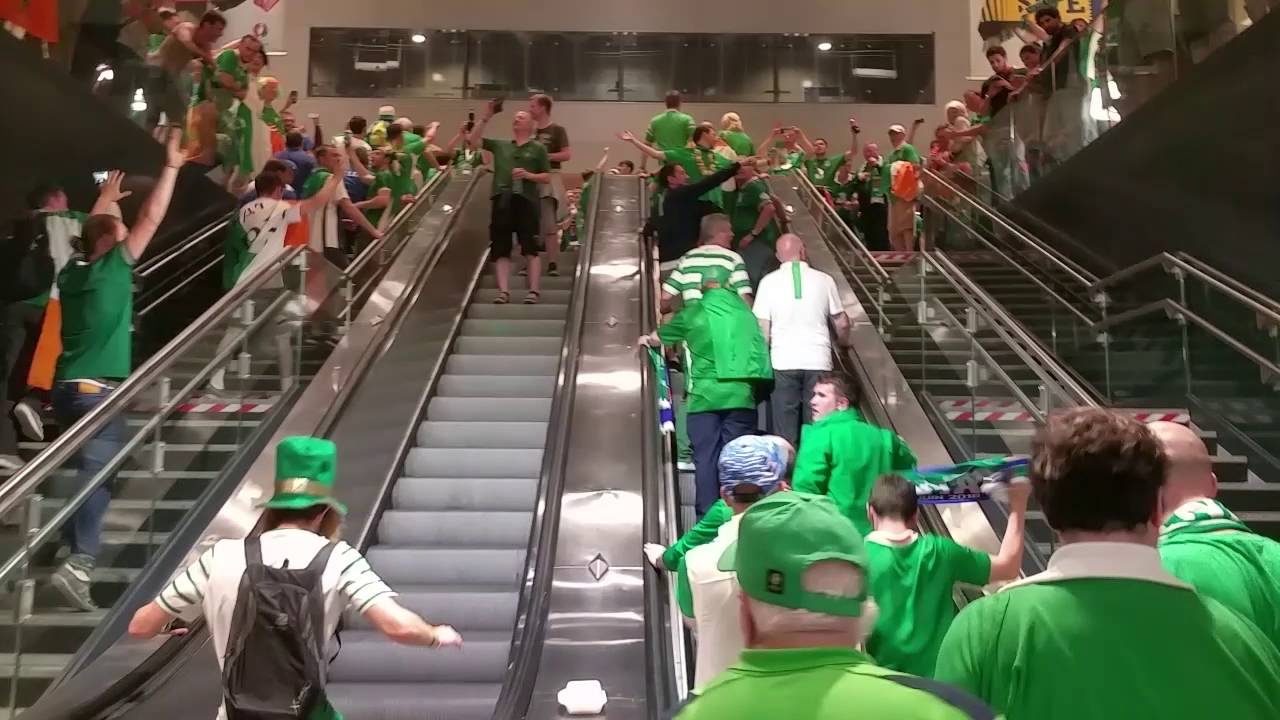 Irish fans take over Lille's main Metro station after Italy win! Euro 2016