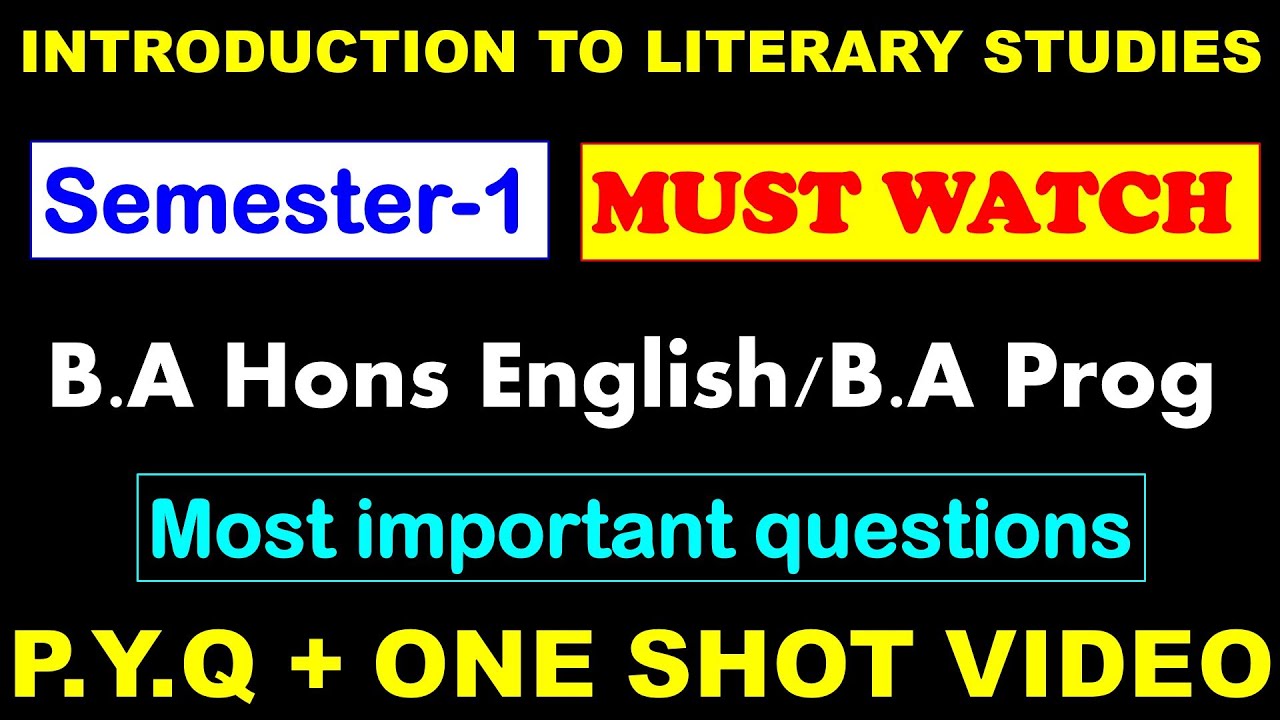 Introduction To Literary Studies I Most Important Questions I  BA Prog /  BA hons English Semester 1