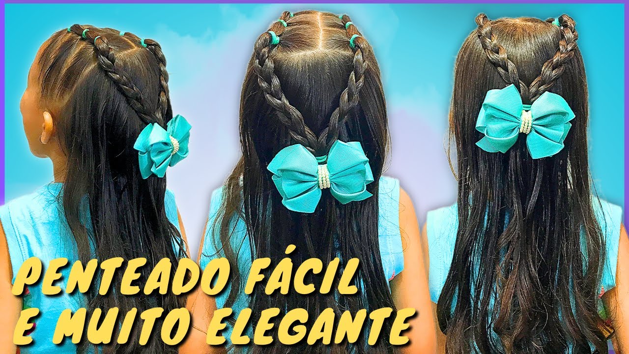 PENTEADO FÁCIL E ELEGANTE: COMO FAZER PENTEADO DE CABELO INFANTIL FÁCIL COM LIGUINHAS
