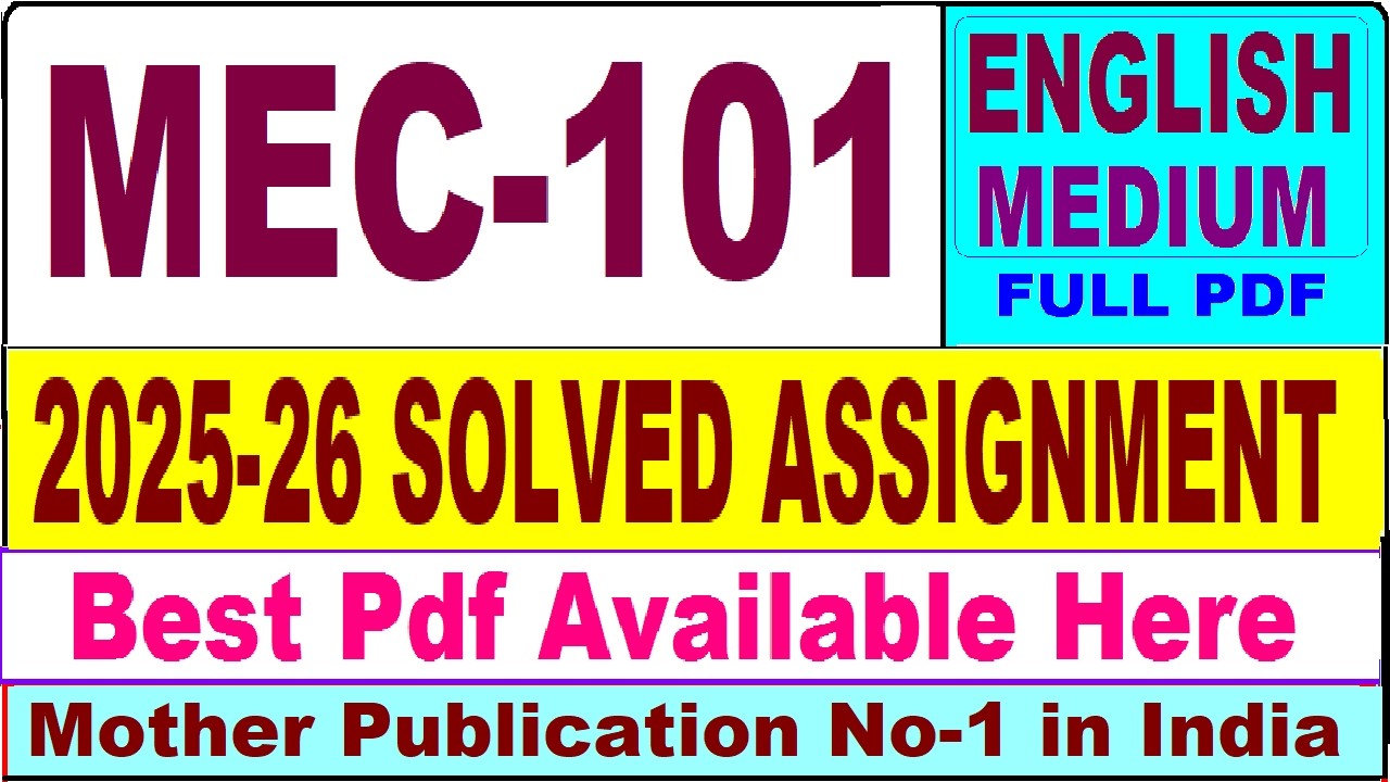 MEC 101 solved assignment 2025-26 || mec 101 solved assignment 2026 in English || ignou mec101