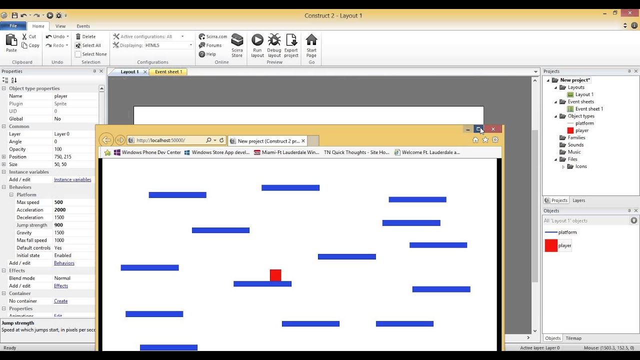 Building Games in Construct 2 Part 3- Adding Behaviors