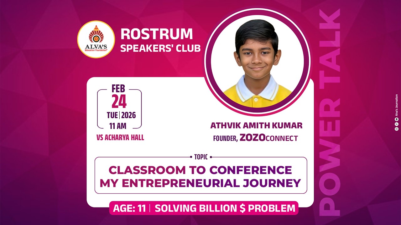 Alva’s Rostrum Live | 11-Year-Old Entrepreneur’s Billion $ Vision | Athvik Amith Kumar | ZOZOconnect