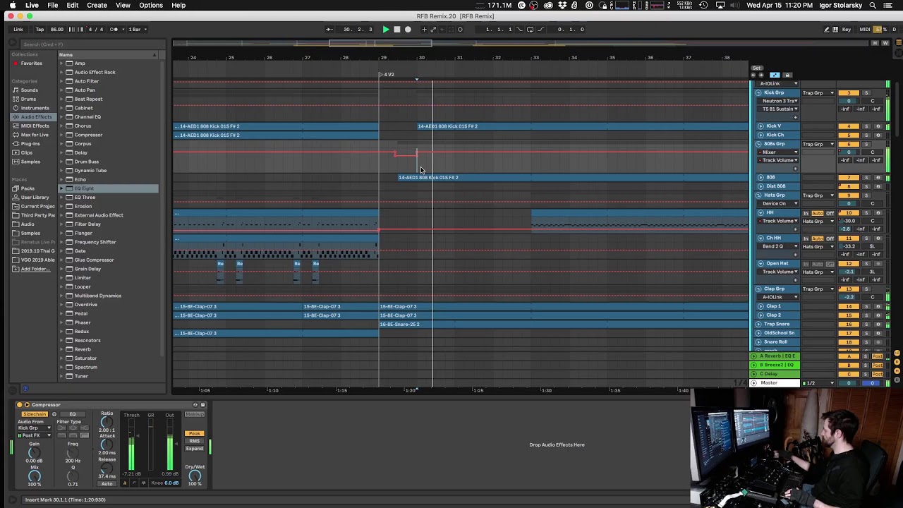 Mixing last week's jazzy trap Cowboy Bebop remix in Ableton
