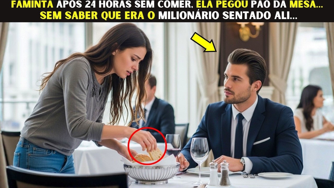Faminta após 24 horas sem comer, ela pegou pão da mesa…  sem saber que era o Milionário sentado ali…