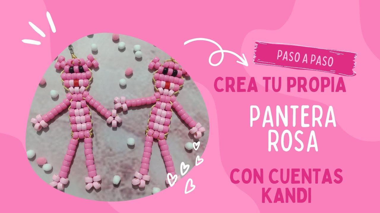 De la Pantalla a tus manos!♡ Pantera Rosa con Chaquiras o Cuentas Kandi!♡ Bonita y divertida!♡