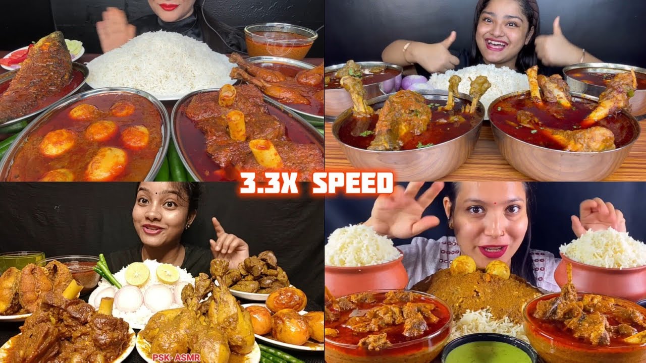 ASMR: Eating  Spicy Mutton Curry Eating Challenge 😍😋 chicken curry egg curry liver curry Mukbang