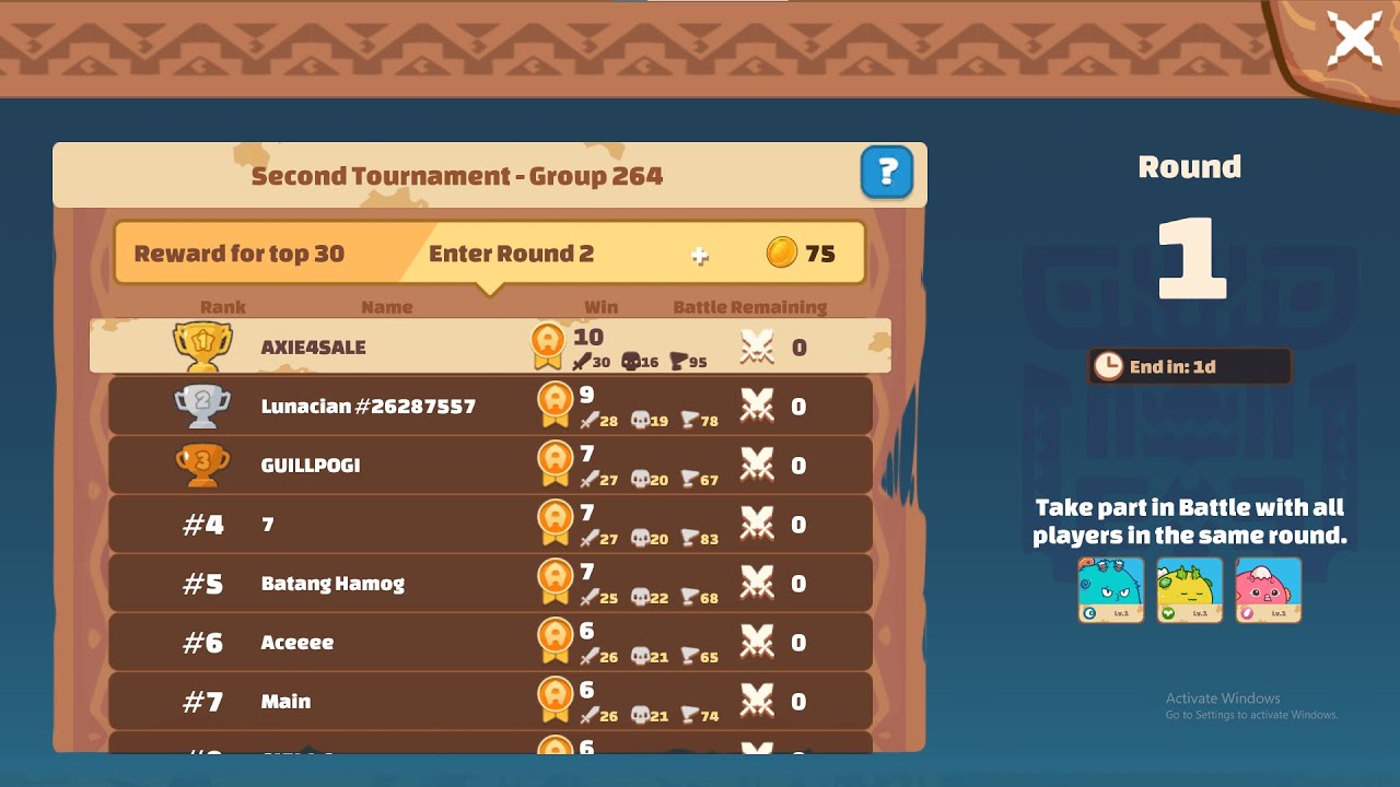 PERFECT 10/10 TOP 1! 100% WIN AXIE GRAND TOURNAMENT ROUND 1| AXIE INFINITY CLASSIC GAMEPLAY 2024