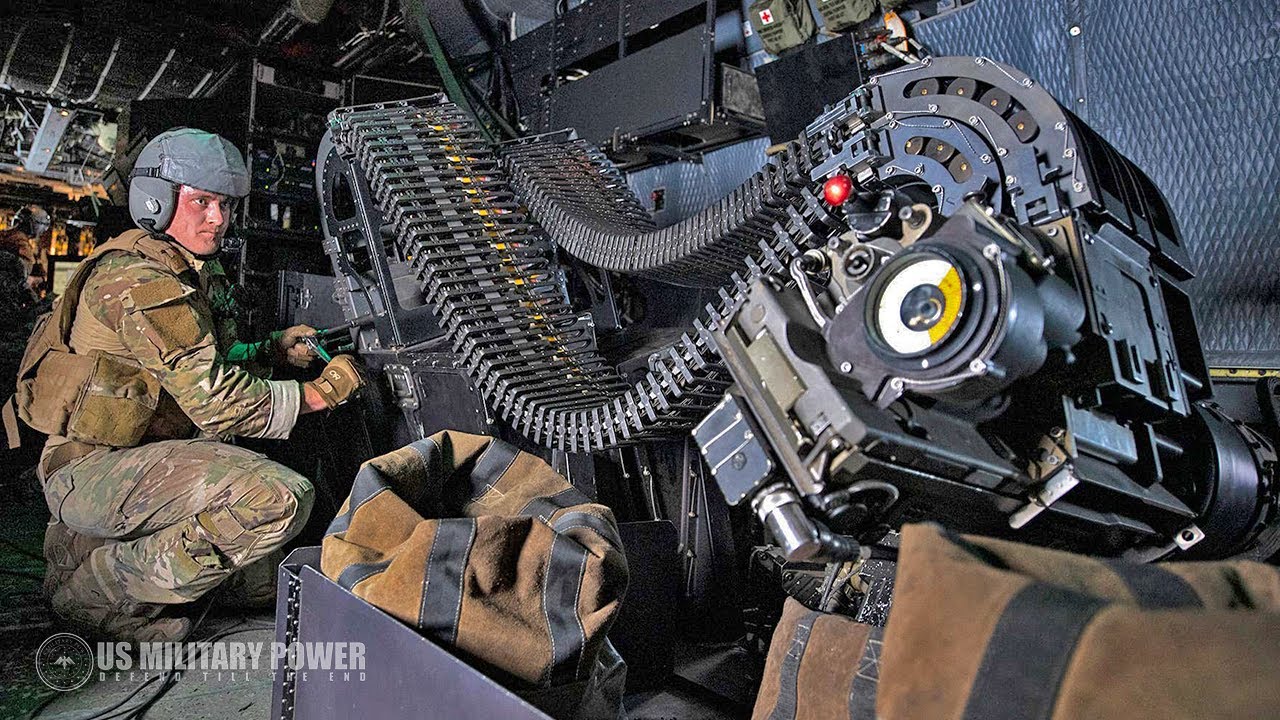 AC-130J Ghostrider Gunship in Action - Firing All Its Cannons