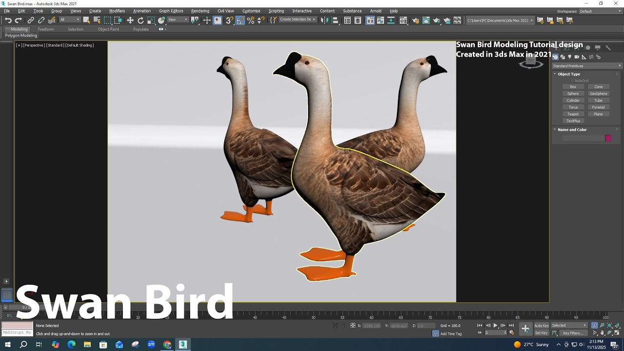 Swan Bird Modeling Tutorial .