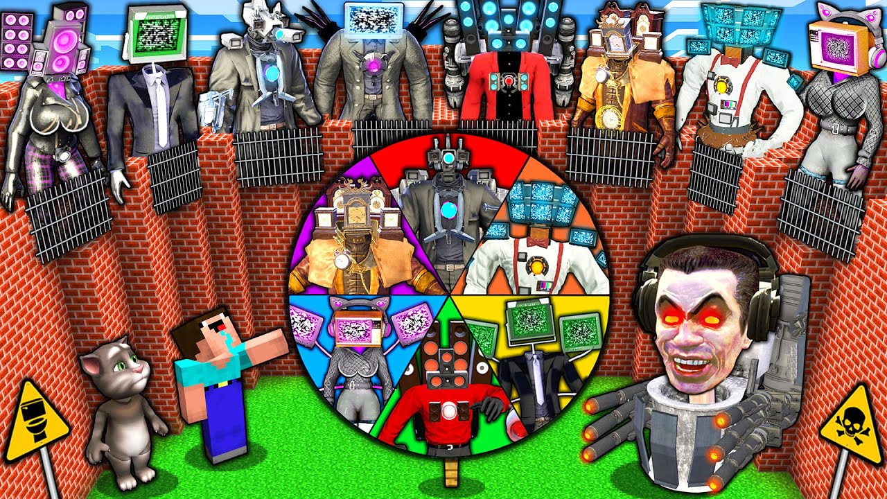 WHEEL OF FORTUNE of SKIBIDI TOILET vs CAMERA & SPEAKER & TV MAN TITAN BOSSES in MINECRAFT animation