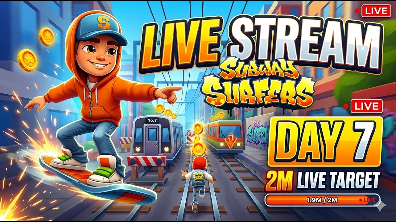 Day 7 2M Target Playing Live Subway Surfers #subwaysurfers #subwaysurferslive