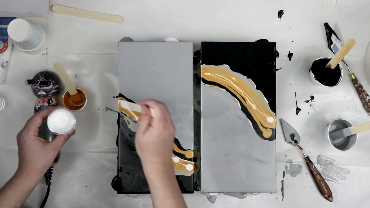 (777) Gorgeous Double Dutch Pour with Black, Gray and Gold!!