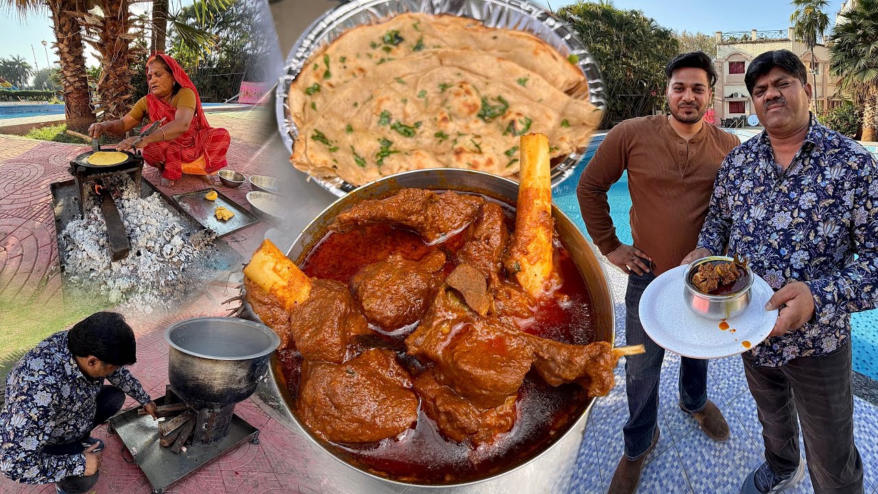 Akhilesh Rai ji Indore Samne Bakra Katwate aur Chulhe pe bana ke Khilwate Mutton। Indore Street food