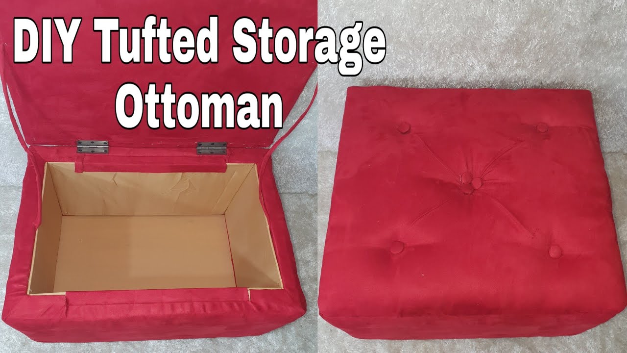 #diystoragebox #diystorageottoman Tufted Storage Ottoman DIY