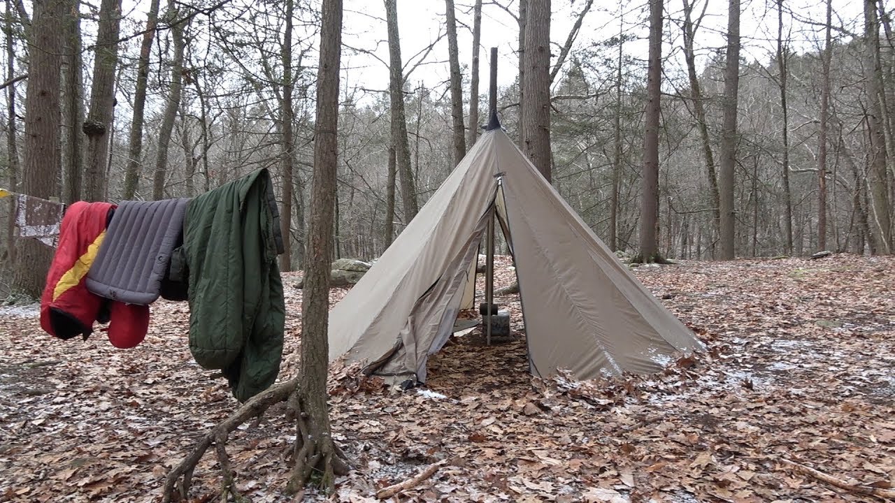 Hot Tenting. 3 Days. 3 Seasons. Cold freezing rain!