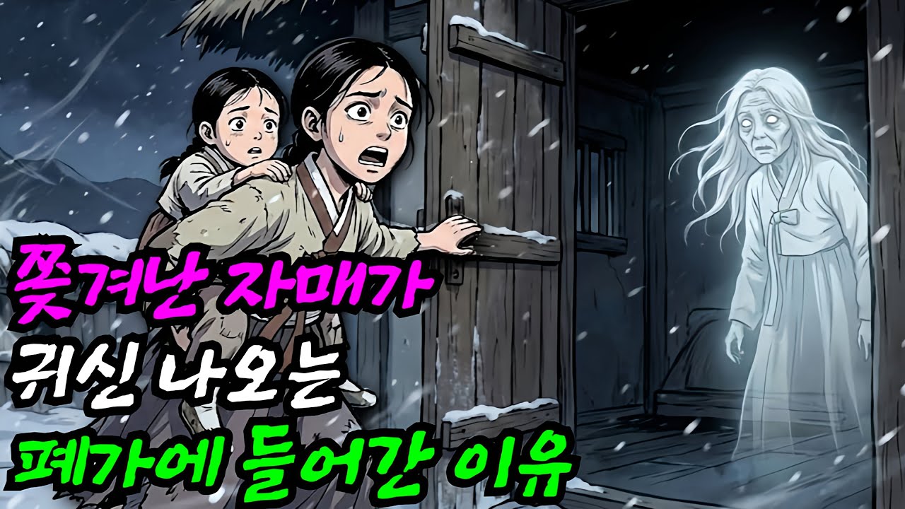 [기묘한 야담 39화] 쫓겨난 두 자매가 눈보라 치는 밤 귀신 나오는 폐가에 들어갔다 #야담 #민담 #전설 #옛날이야기 #잠잘때 듣는 이야기