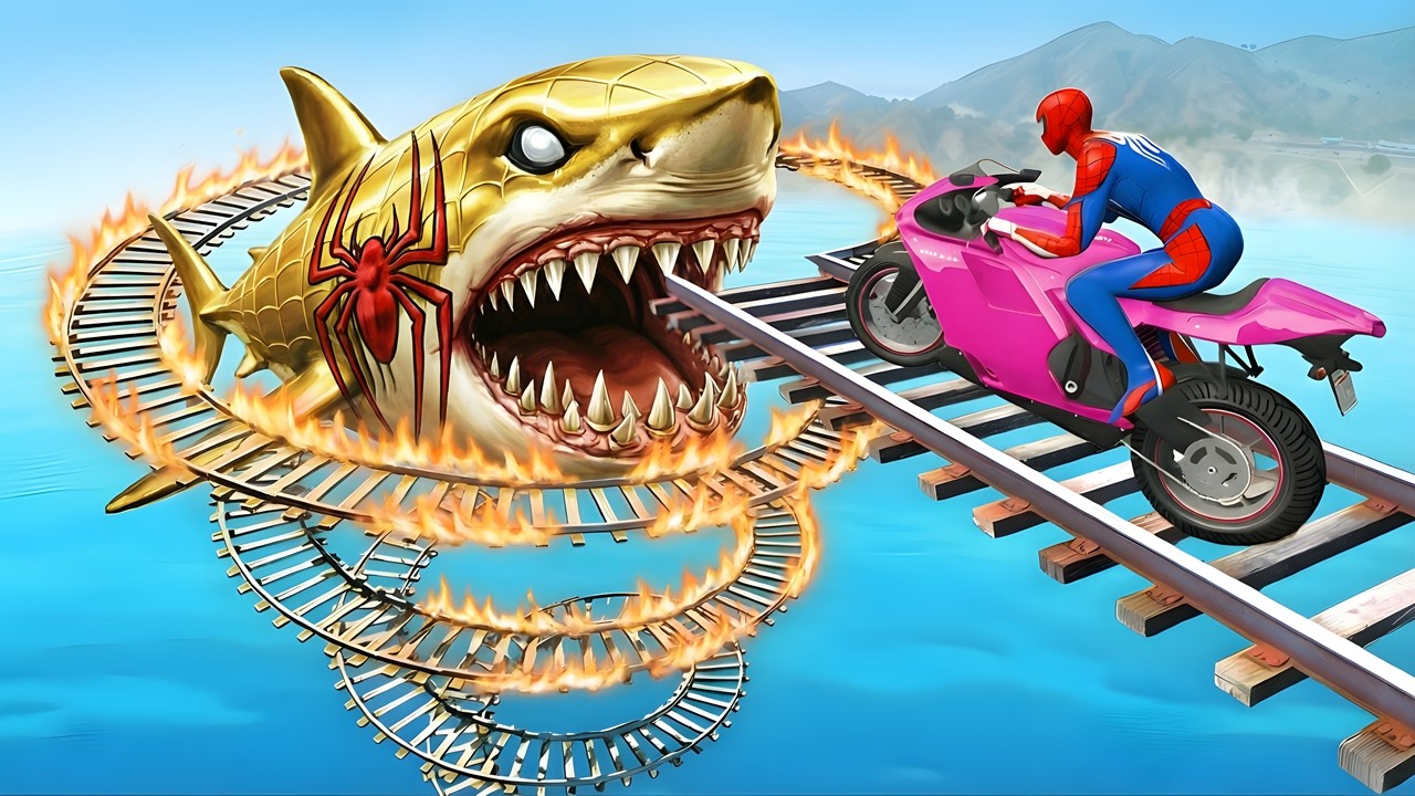 SPIDER-MAN against the GOLDEN SPIDER SHARK Racing Championship | Epic Challenge GTA 5 Funny Games