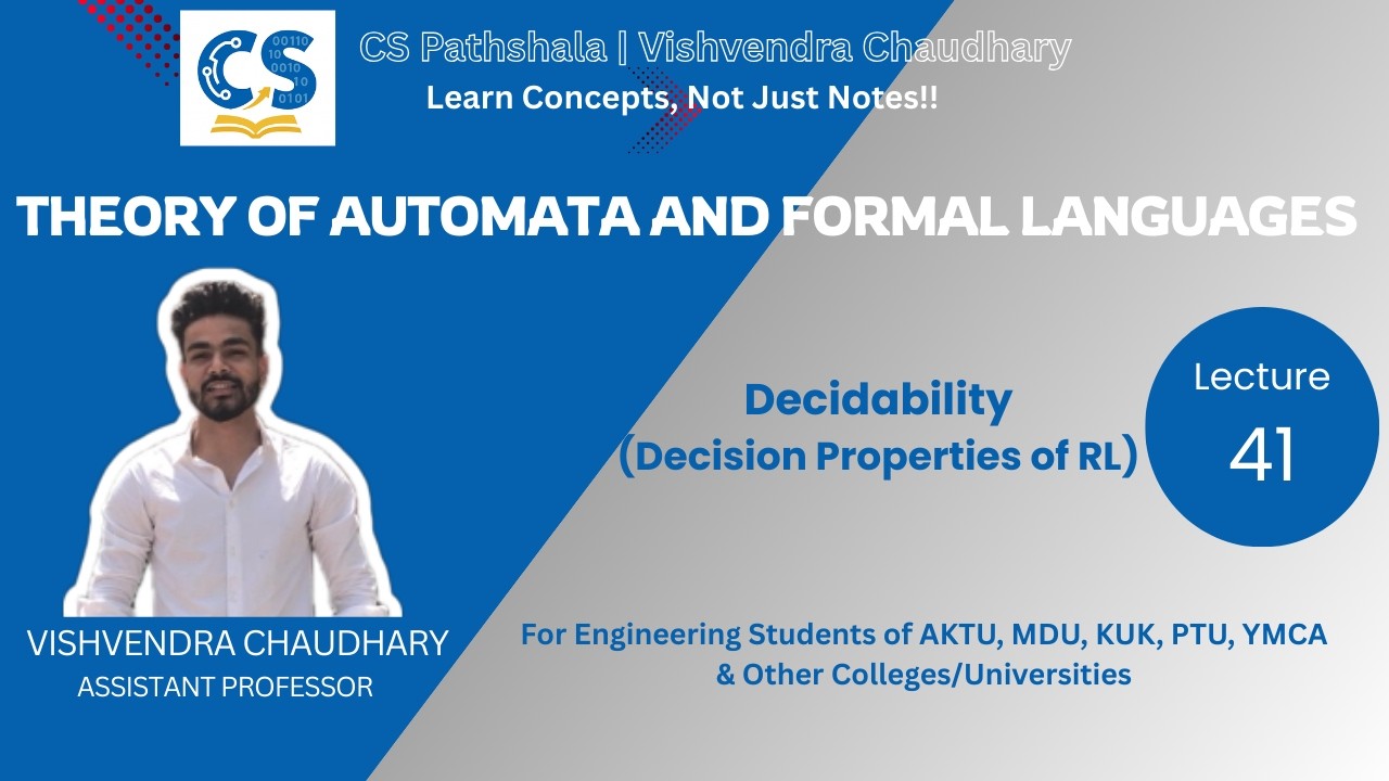 TAFL | Unit-2 | Lecture-4 | Decidability - Decision Properties of RL | AKTU B.Tech CSE