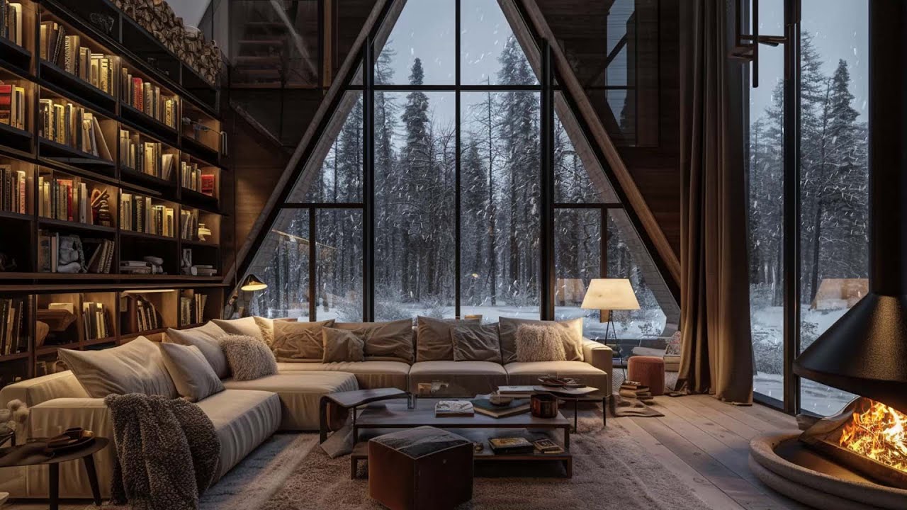 Snowy Fireplace Ambience | Insomnia Relief and Winter Cozy Room Serenity Induction