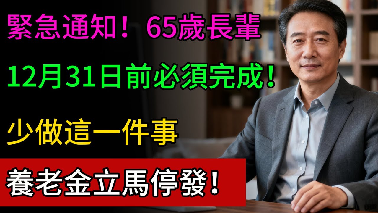 緊急通知！65歲長輩，12月31日前必須做這件事！否則下個月養老金立馬停發，千萬別不當回事！#養老金認證 #社保 #健保 #健康隨行 #退休金