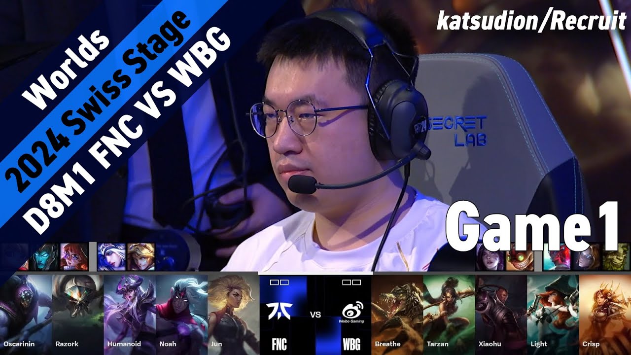 FNC(Noah ヴァルス) VS WBG(Xiaohu ルシアン) Game1 ハイライト D8M1 - Worlds 2024 Swiss Stage