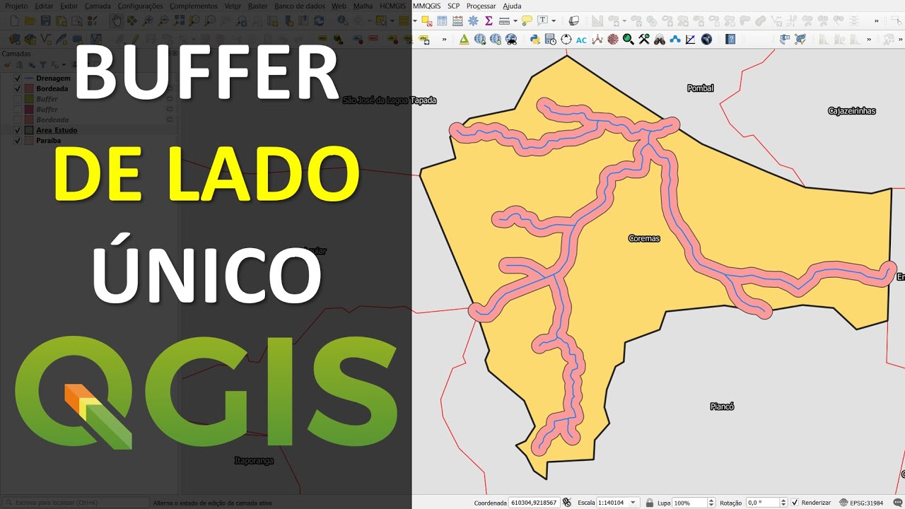 Como Delimitar APP para apenas uma Margem do Rio no QGIS | Buffer de Lado Único
