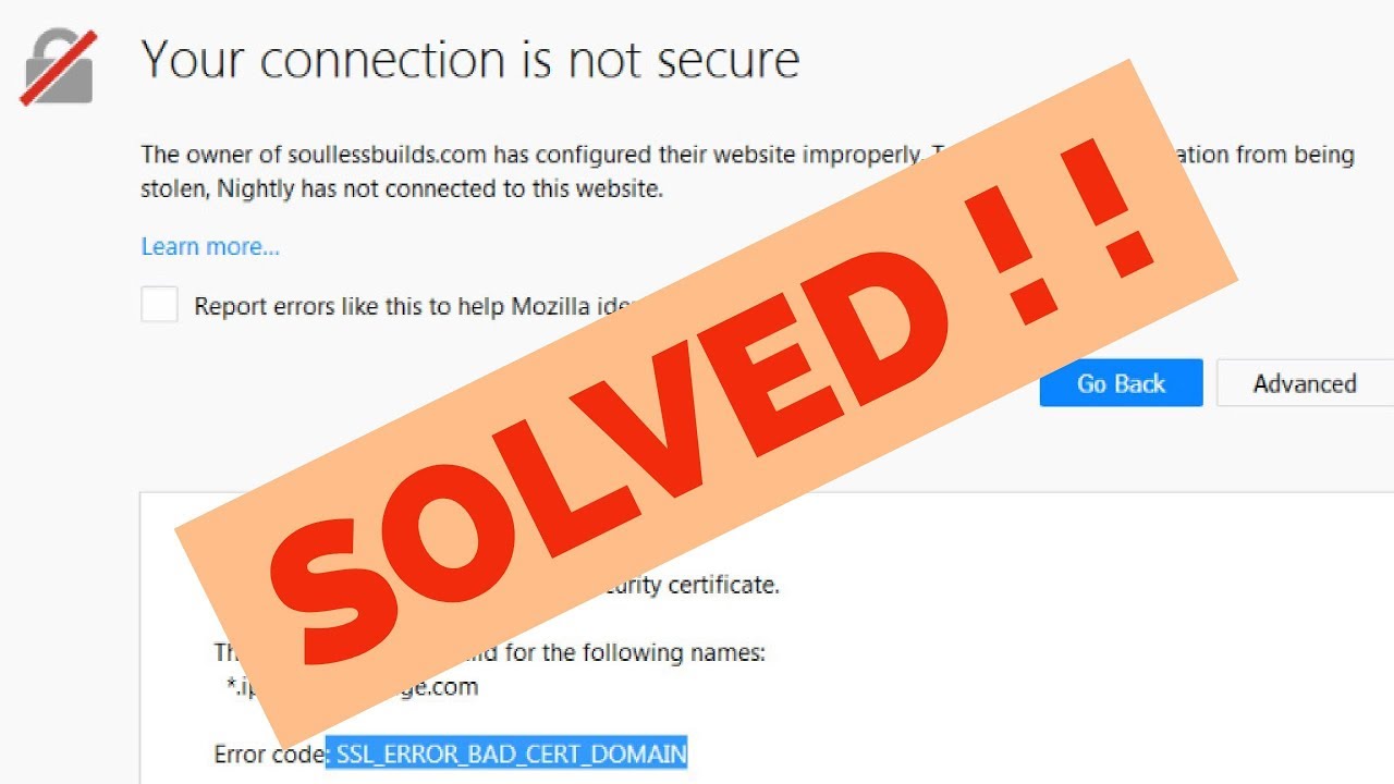 Исправление ошибки SSL_ERROR_BAD_CERT_DOMAIN в Mozilla Firefox