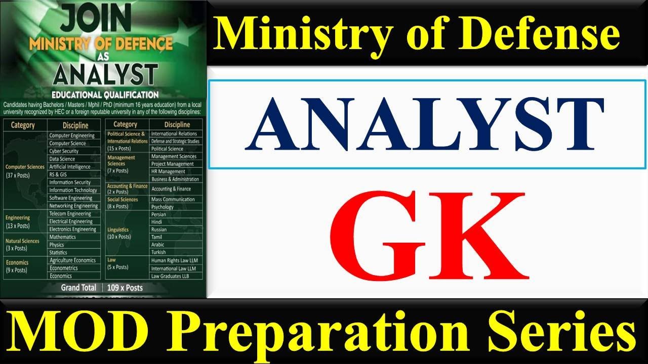MOD Analyst Screening Test Preparation | GK Questions | MOD Analyst 2026 Screening Test |