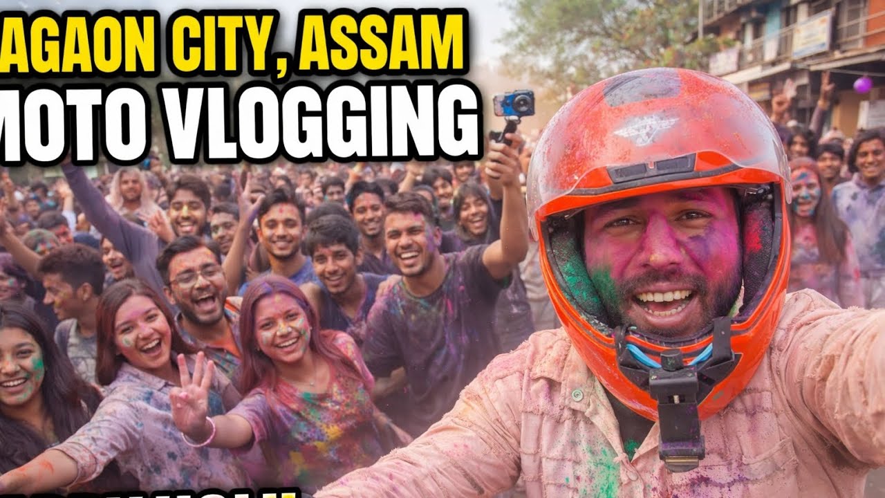 Public Ke Beech Holi Blast 😱 | Nagaon City Assam Moto Vlog Full Masti