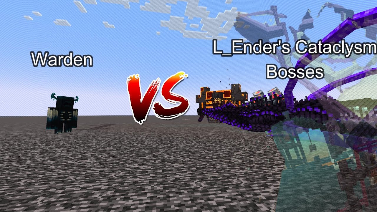 Warden vs L_Ender's Cataclysm Bosses in Structure  Minecraft  Mob Battle