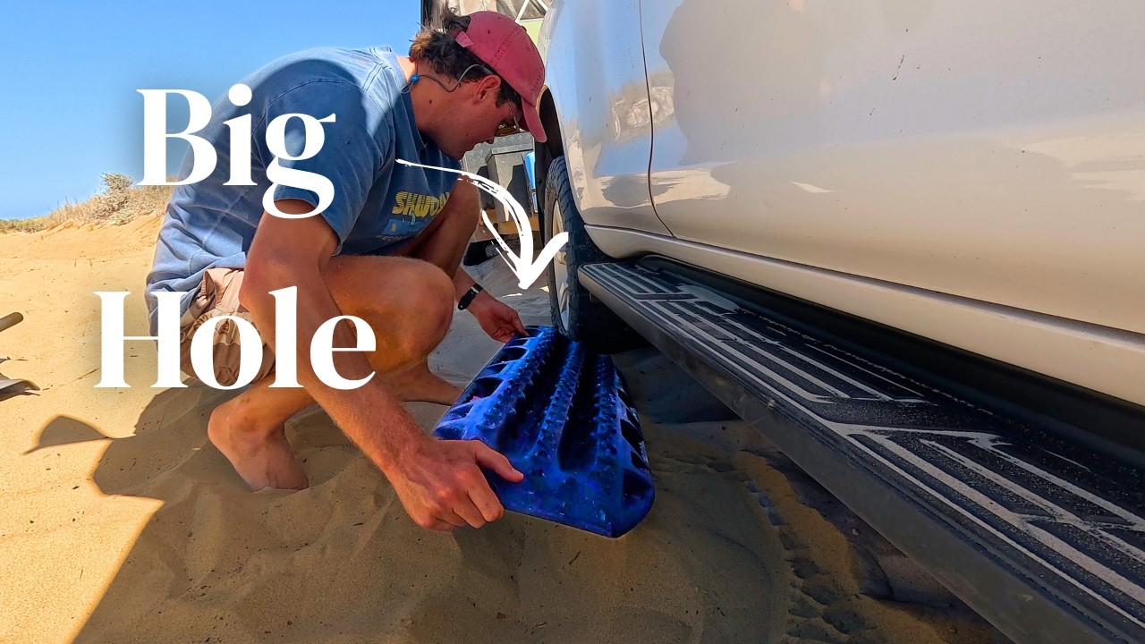 We have to use recovery boards to get out of this campsite. Winderbandi Point Western Australia