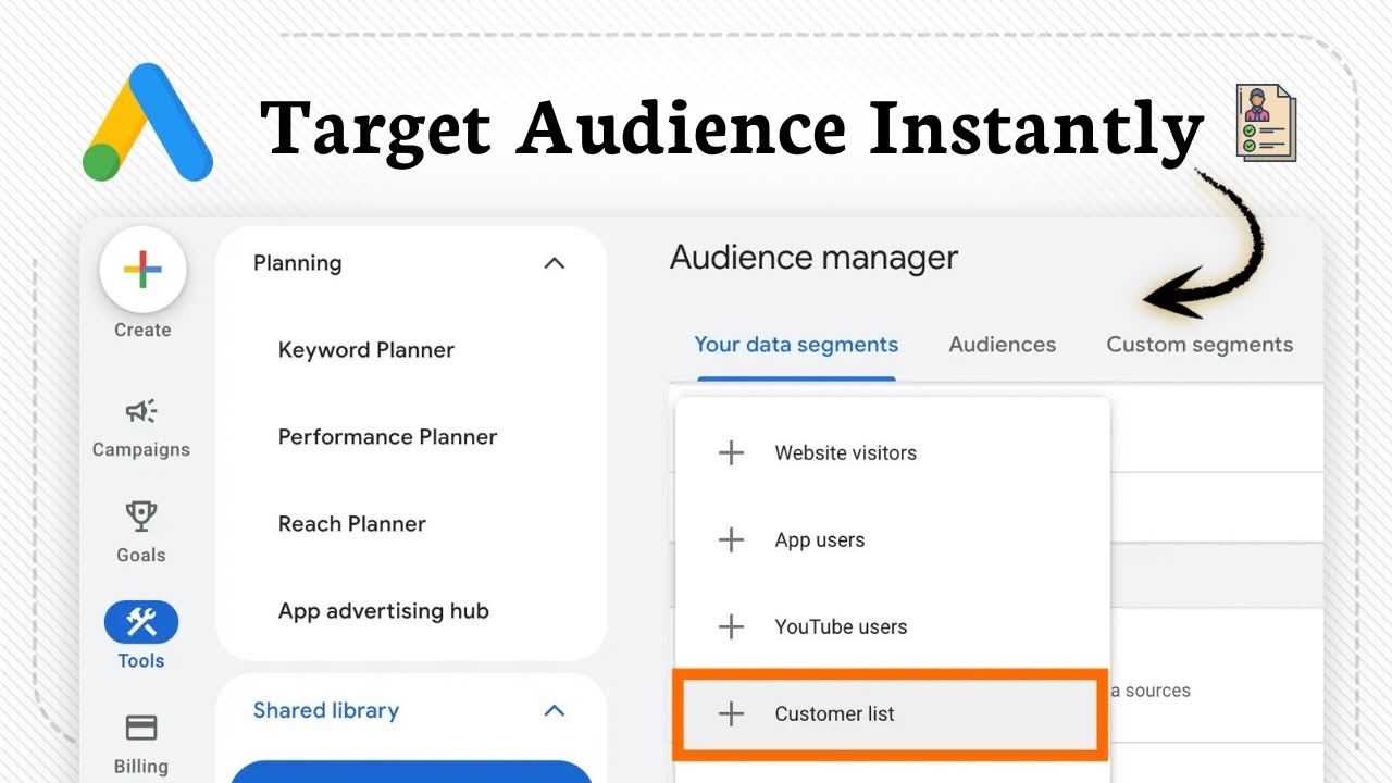 Как загрузить список клиентов в Google Ads (сегментный таргетинг)