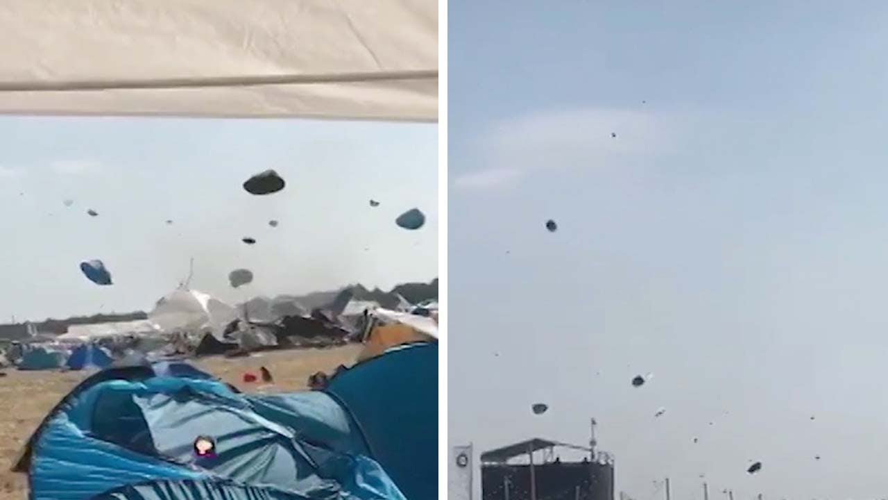 Tents Flying In Tornado At Music Festival