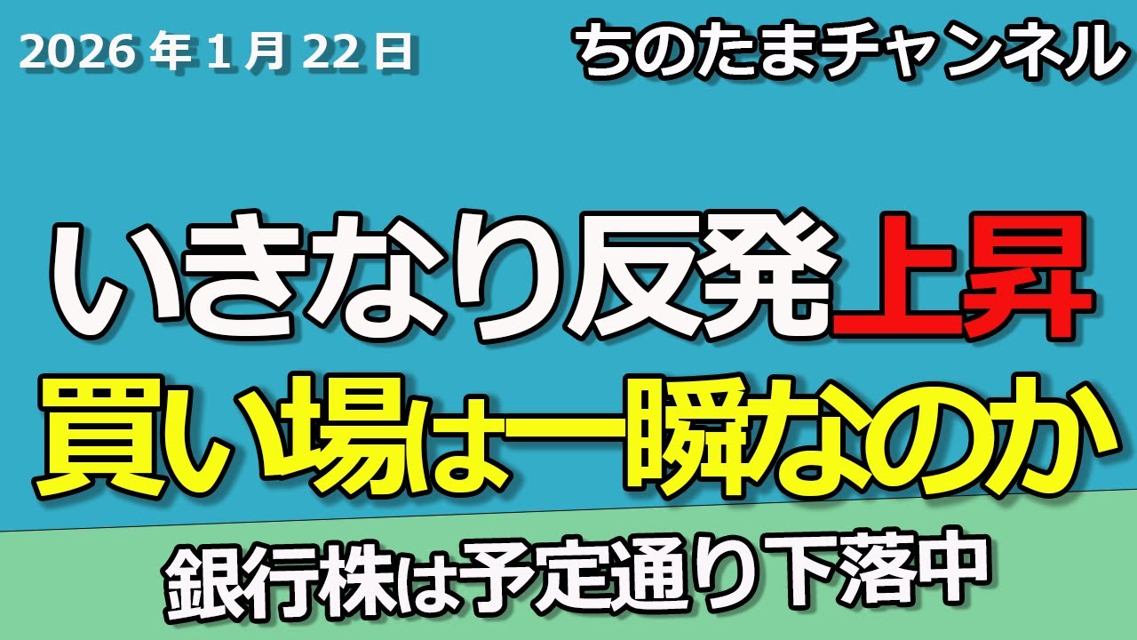 株が反発上昇　押し目はたったの1日　銀行株は予定通り下落中なので