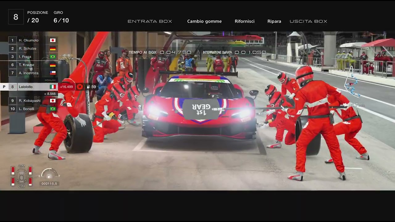Gran Turismo 7_Yas marina Ferrari 296 gt3 Gomme Morbide 1 Sosta