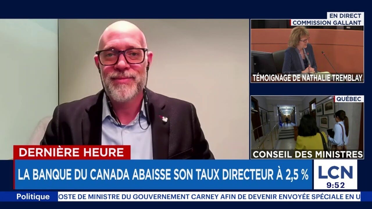 La Banque du Canada abaisse son taux directeur à 2,5% - entrevue de Sébastien McMahon
