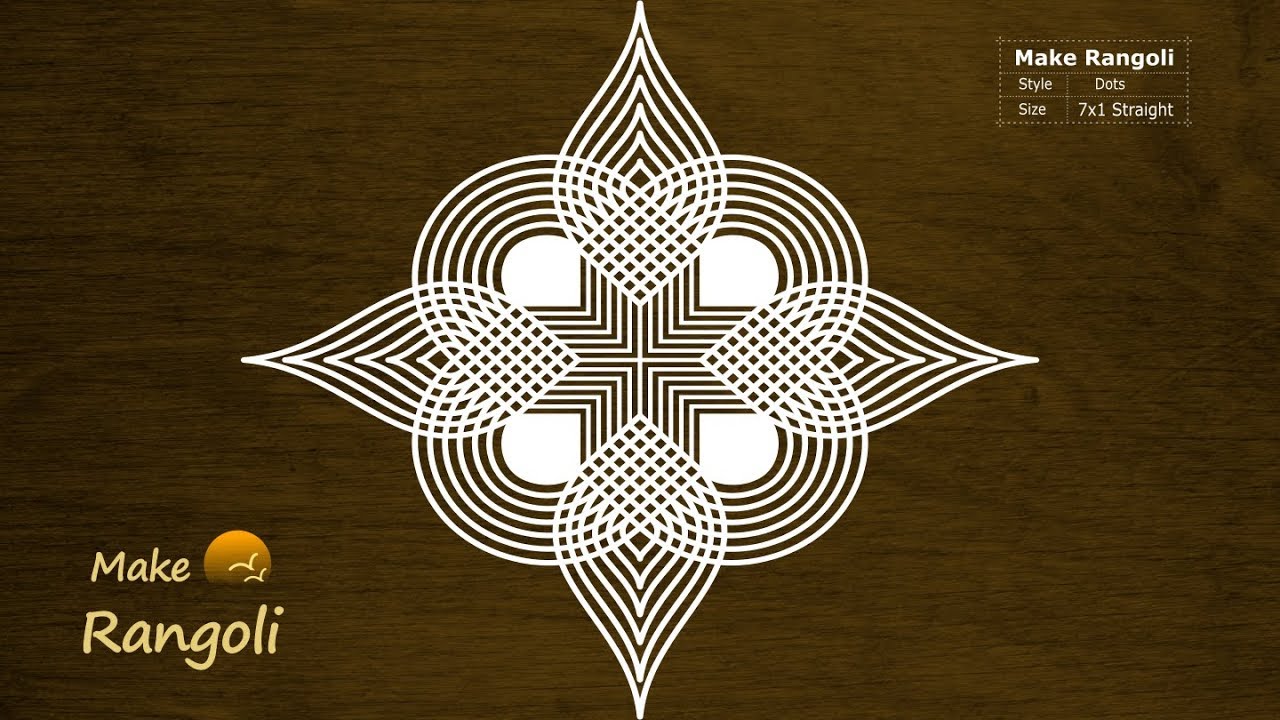 Padi Kolam with 7x1 dots | Simple Padi Kolam Designs | Friday Padi Kolam | Make Rangoli