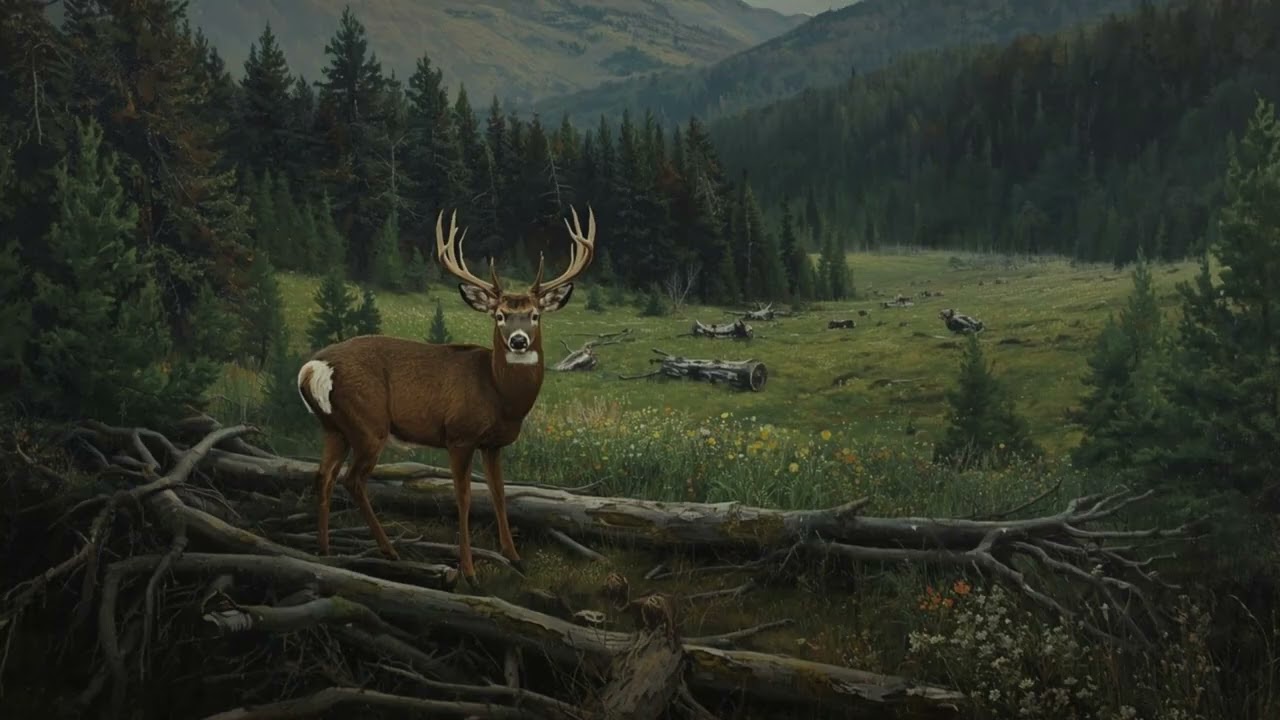 Impasto Wildlife Art Screensaver – Deer, Elk & Moose in Nature | Relaxing Country Music