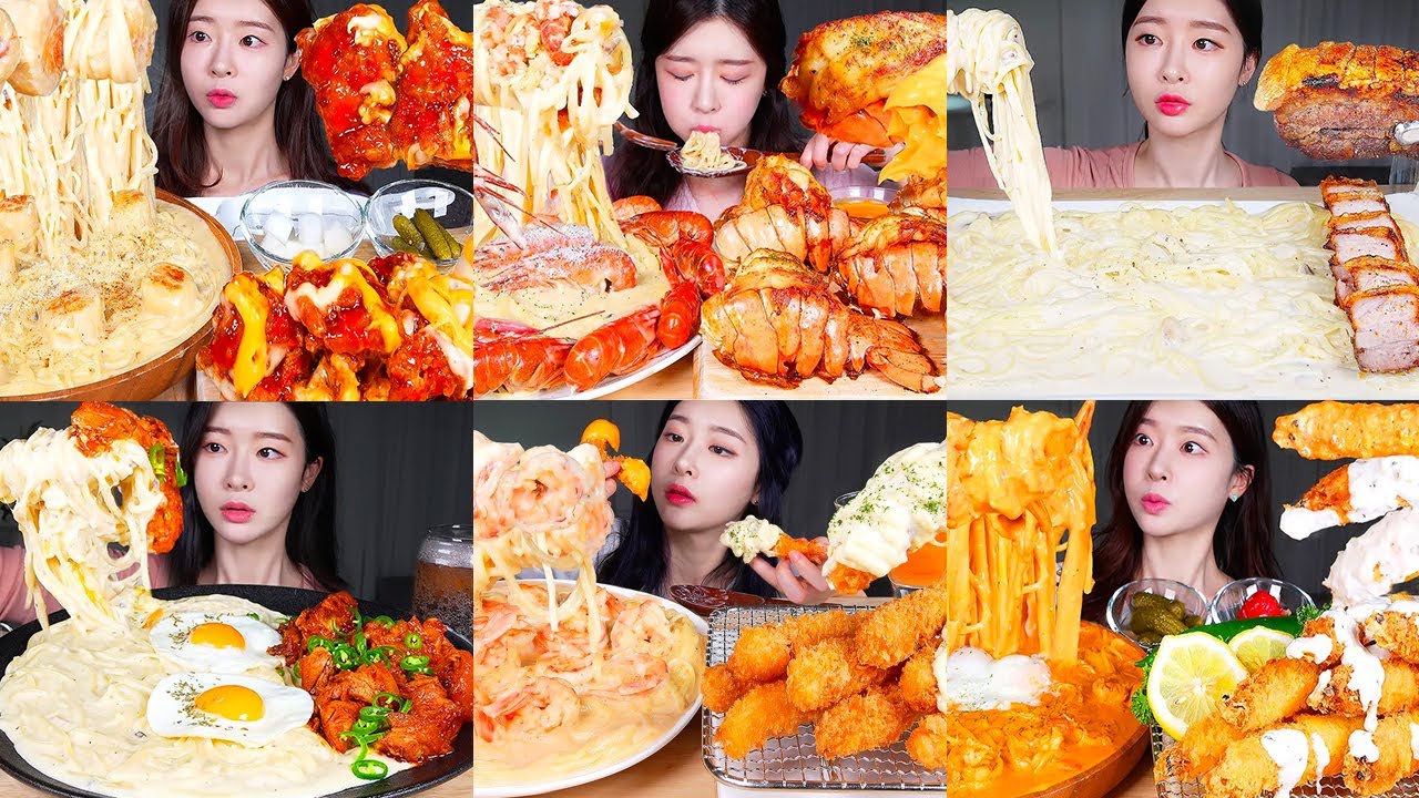 ASMR MUKBANG | 7.3 миллиона просмотров★ Сливочная паста и сырная паста! Лучшая подборка пасты 🍝
