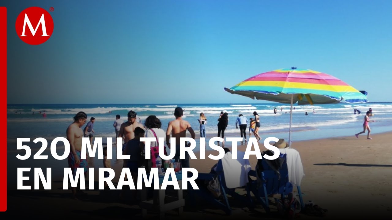 Alta afluencia de turista en playa Miramar, Tamaulipas