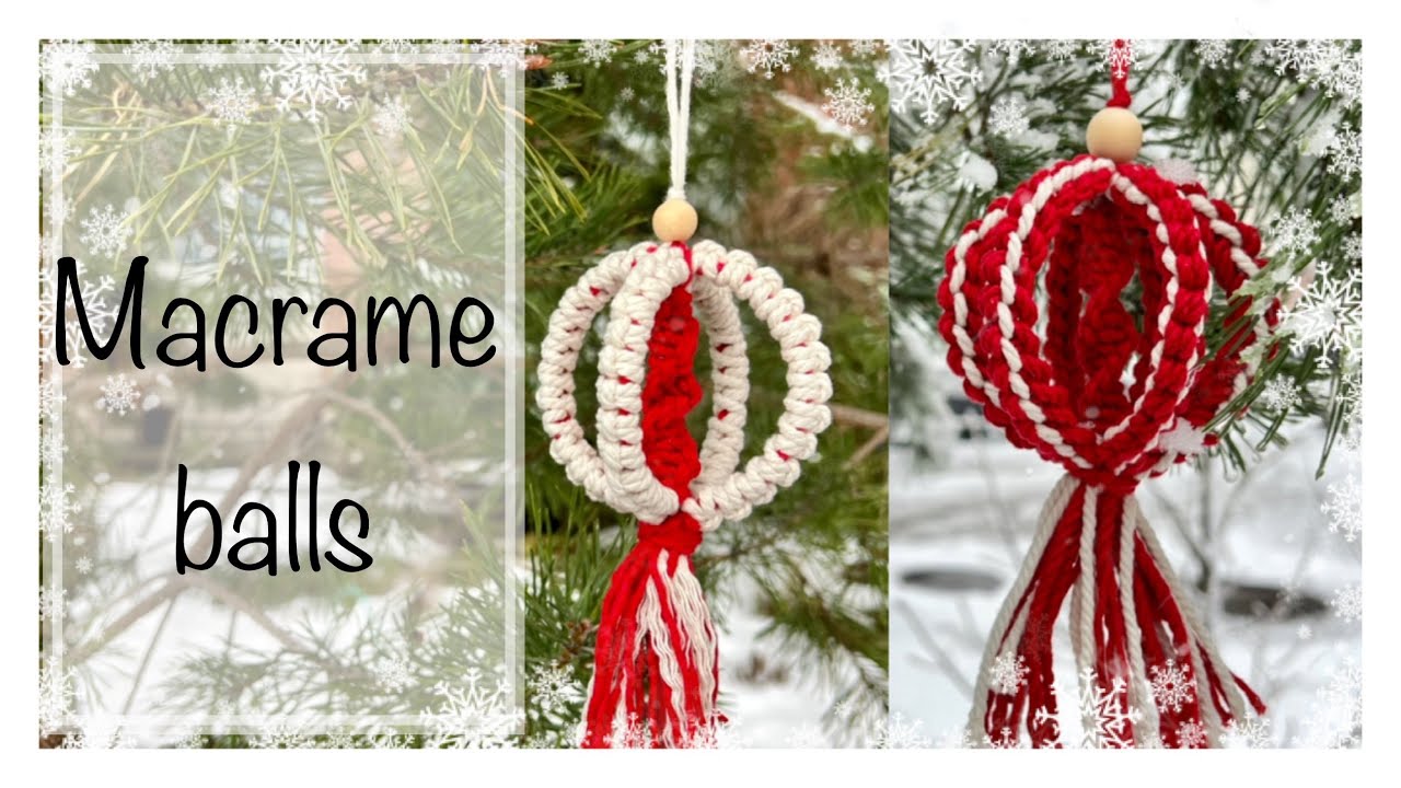 DIY macrame balls. Two Macrame Christmas ornaments, macrame decorations step by step easy